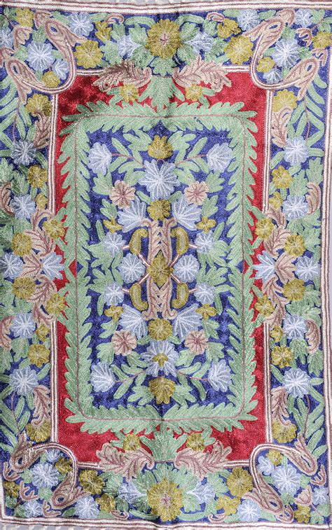 Prayer Asana Mat With Floral Embroidery From Kashmir