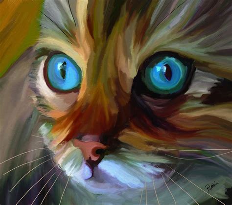Colorful Cat Painting By Patti Siehien
