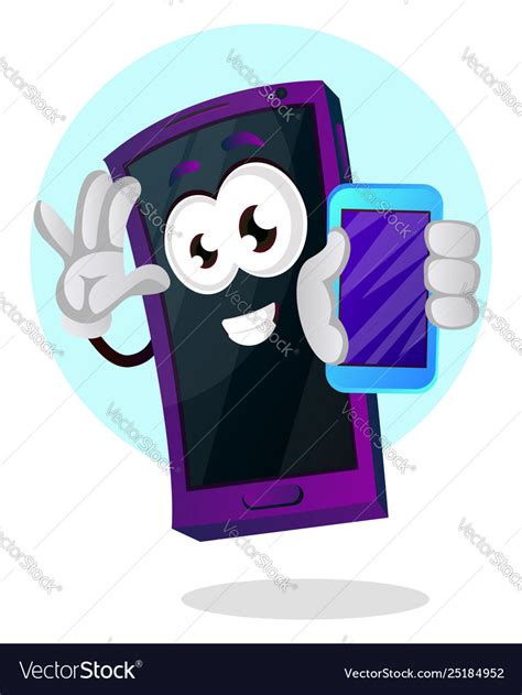 Mobile Emoji Holding A Smartphone On White Vector Image