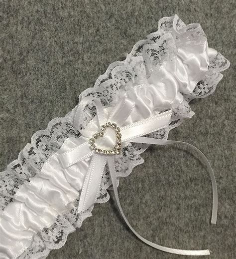 Wedding Garter Rhinestone Beading White Embroidery Floral Sexy Garter
