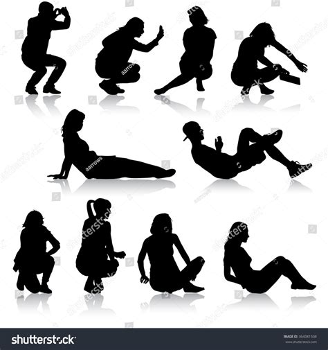 Silhouettes People Positions Lying Sitting Vector Stock Vector (Royalty ...