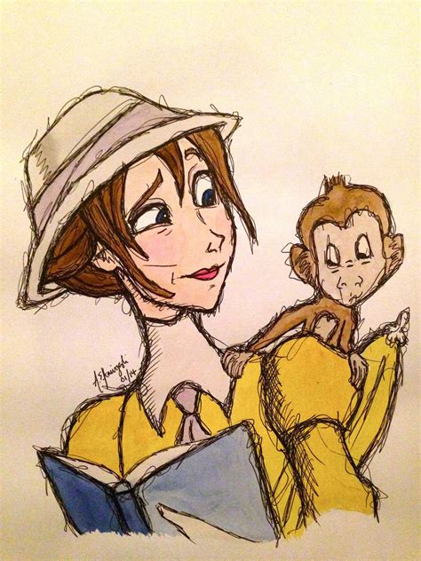 A Drawing Of A Woman Holding A Monkey On Her Lap And Looking At The Camera