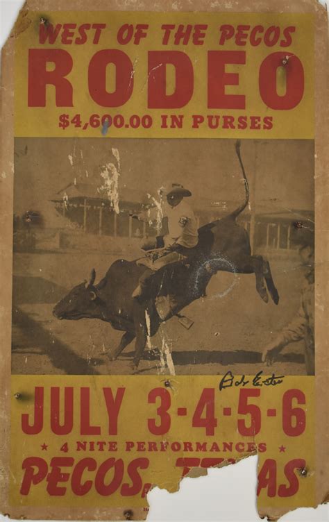Rodeo Poster West Of The Pecos Rodeo 2058 Texas Art Vintage