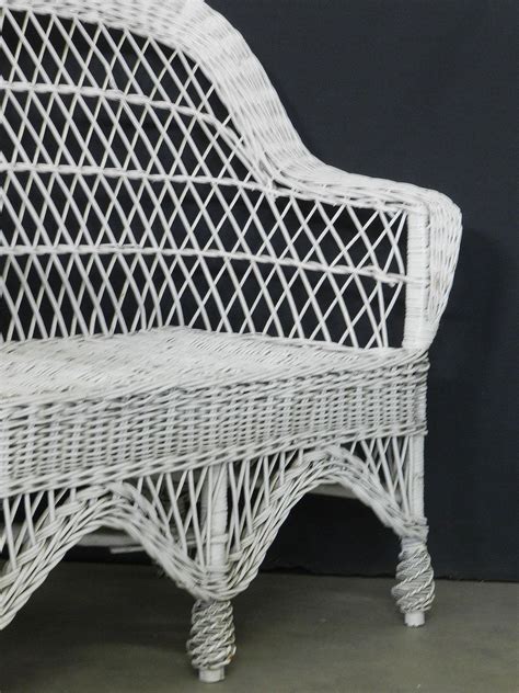 Midcentury Cane Sofa Woven White Wicker Conservatory Patio Settee French For Sale At 1stdibs