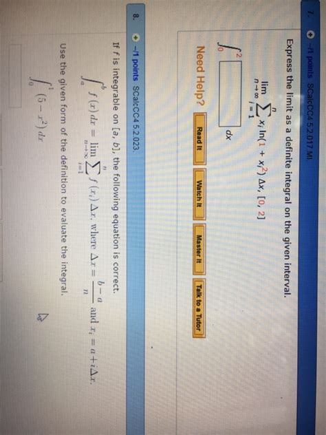 Express the limit as a definite integral on the given interval...
