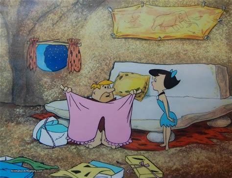 Animation Cel Production Cel Of Barney Rubble With Betty Rubble