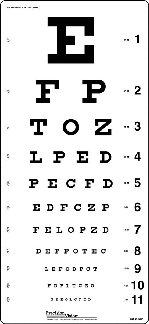 Snellen Chart Test Eye Chart Printable