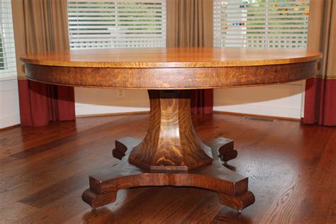 This blue was the inspiration for the color of the chair in a watered provencal style, that fits the antique white round pedestal table. Large tiger oak pedestal table. Gorgeous base. | Oak table ...