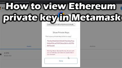 How To View Ethereum Private Key In Metamask Youtube