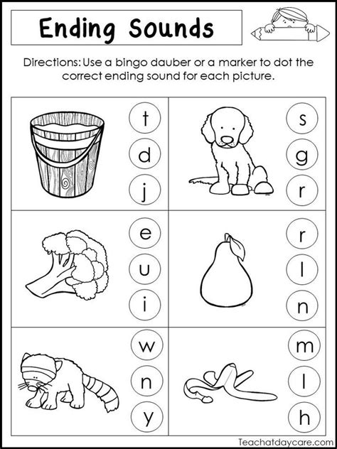10 Printable Ending Sounds Worksheets Preschool 1st Grade Phonics And
