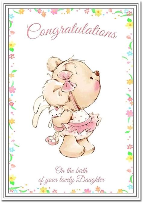 New Baby Girl Card Congratulations On Birth Newborn Congrats