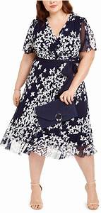  Howard Plus Size Belted Printed Midi Dress Printed Midi Dress