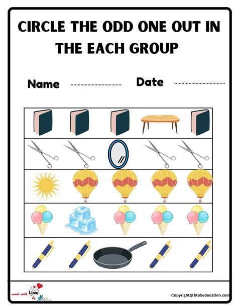 Circle The Odd One Out In The Each Group Worksheet Free