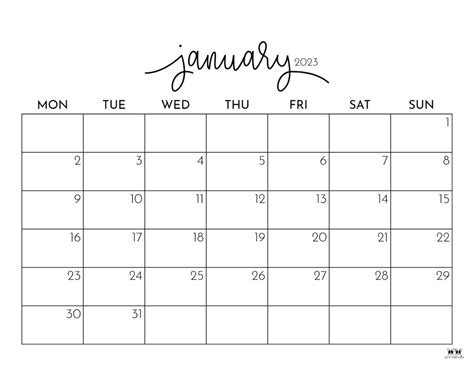 Calendar For January 2023 Printable Mobila Bucatarie