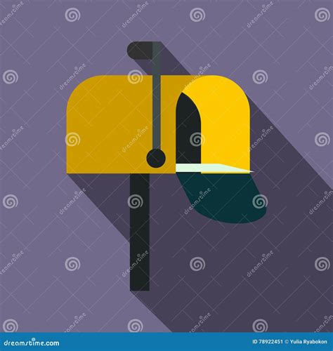 Yellow Mail Box Icon Flat Style Stock Vector Illustration Of