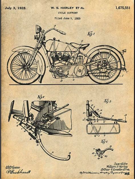 Harley Davidson Patent Vintage Motorcycle Posters Vintage Motorcycle
