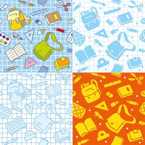 School Seamless Pattern With Education Supplies Stock Vector