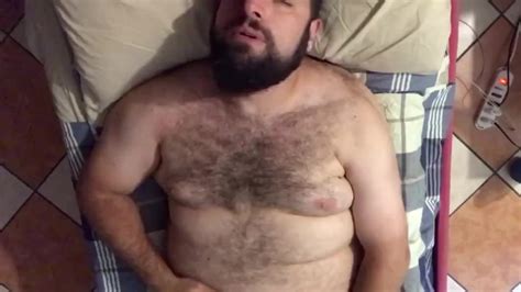 Big Hairy Bearded Bear Horny On The Bed Solo Jerk Off Moaning A Lot