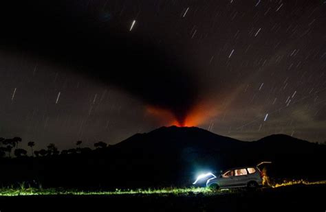 Mount Raung Spews Volcanic Ash As Seen From Sumber Arum Village In Banyuwangi East Java