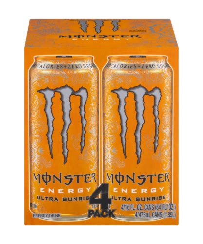 Monster Ultra Sunrise Energy Drink 4 Cans 16 Fl Oz Qfc