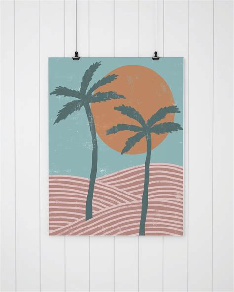 Palm Trees Printable Wall Art Abstract Landscape Boho Beach Etsy