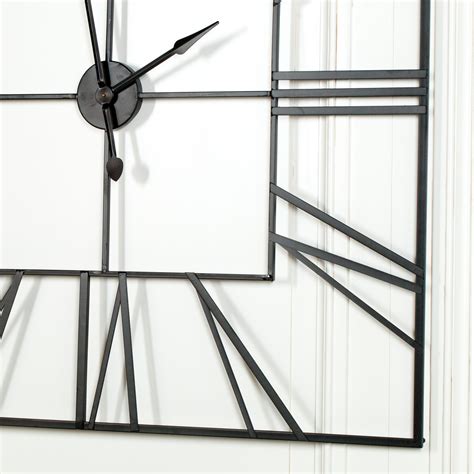 Extra Large 120cm Black Finish Square Wall Clock Furniture La Maison