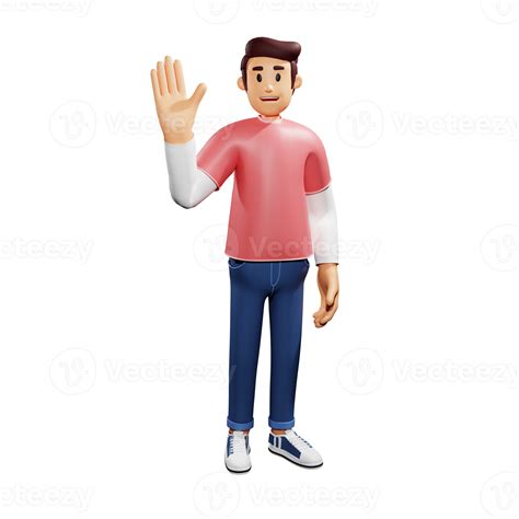 Young People Wave Hands 3d Character Illustration 11354471 Png