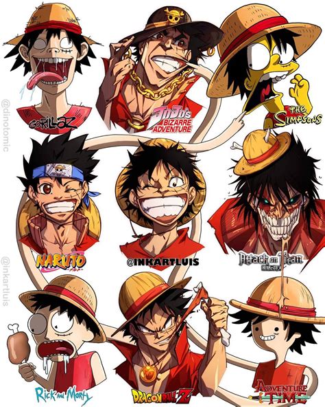 Monkey D Luffy In Different Cartoon And Anime Shows Ronepiece