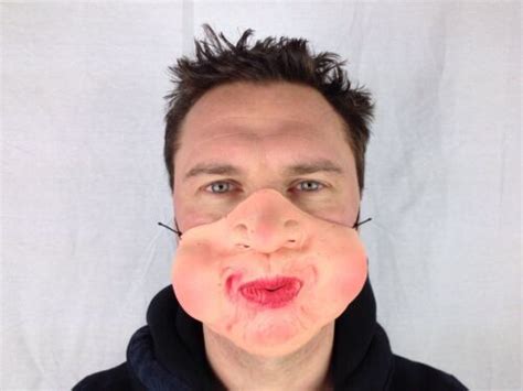 Funny Half Face Fat Cheeks Mask Pout Lips Kiss Latex Fancy Dress Stag
