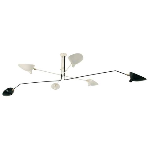 Serge Mouille Ceiling Pendant Lamp 6 Rotating Arms In Black And White
