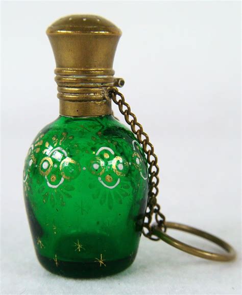 Antique Green Gilt Ormolu Chatelaine Perfume Scent Bottle C1880 Glass Perfume Bottle Scent
