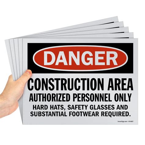 Smartsign Pack Of 5 9 X 12 Inch Danger Construction Area