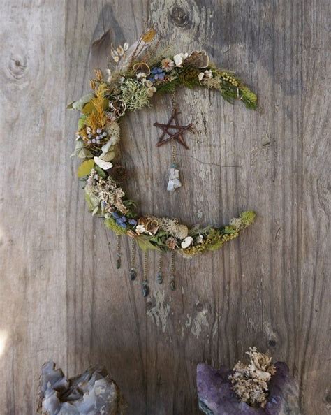 I personally buy salal leaves, (excellent quality) eucalyptus, preserved reindeer, mood and spanish moss, all my fall leaves and christmas pine cones at fantastic prices. Large Herbal Moon Wall Hanging... crescent dried flower ...