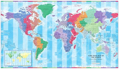 Cosmographics Time Zone Wall Map Of The World Large Mapsherpa
