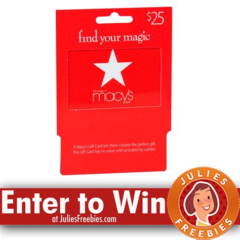 Macy's is an american department store chain founded in 1858 by rowland hussey macy. Win a Macy's Gift Card - Julie's Freebies