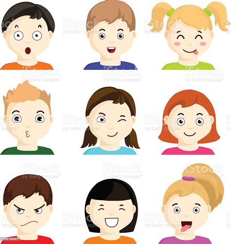 Kids With Different Emotions Set 1 Stock Vector Art And More Images Of