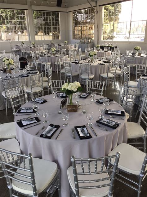 Grey And Black Linens With Silver Chiavari Chairs At The Gallery 308 At