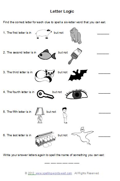 Brain Teaser Worksheets For Spelling Fun
