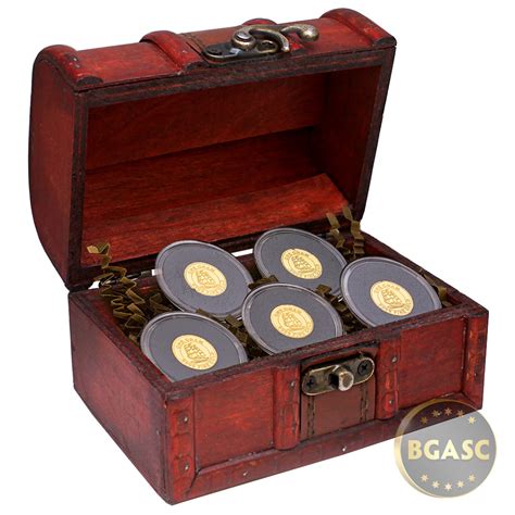 Buy Treasure Chest Of 5 X 1 Gram Gold Tall Ship Rounds
