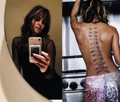 Hollywood Actress Halle Berry Flaunts Massive Spine Tattoo