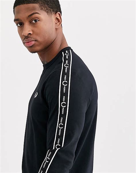 Fred Perry Long Sleeve T Shirt With Side Taping In Black Asos