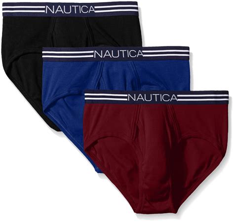 Nautica Comfort Cotton Underwear Fly Front Brief Multi Pack In Black