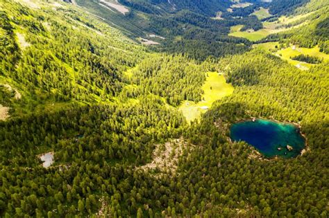 Saoseo Lake Poschiavo Valley Ch Aerial Stock Photo Image Of Park