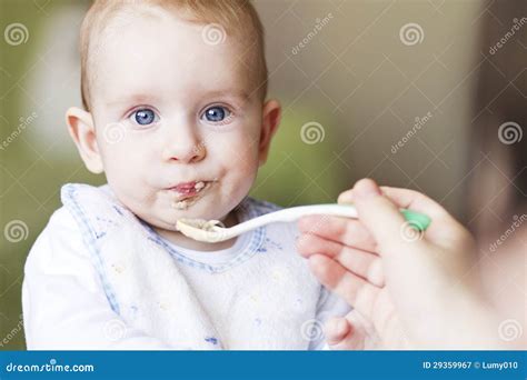 Cute Baby Eating Stock Image Image Of Mother Lunch 29359967