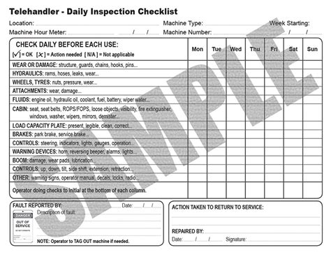 Supervisors can also use this tool to make sure that the activities where the employees are. Pre start Daily Inspection Checklist for Telehandlers