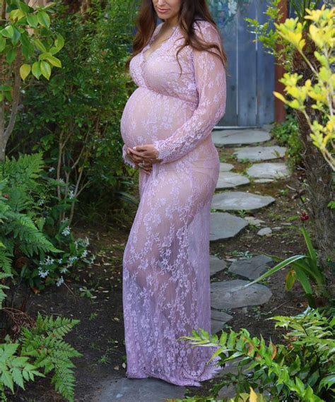 Dusty Pink Sheer Eyelash Lace Maternity Gown Women Maternity Gowns