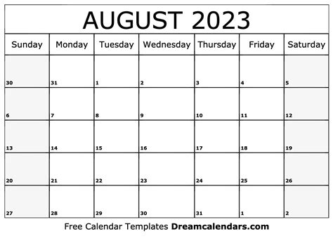 Download Printable August 2023 Calendars