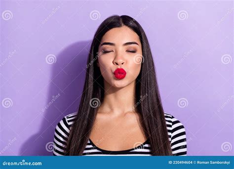 Photo Of Young Beautiful Charming Dreamy Asian Woman Pout Lips Kiss