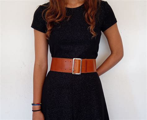 Brown Wide Leather Belt Womens Belt Dress Belt Brown Waist Etsy