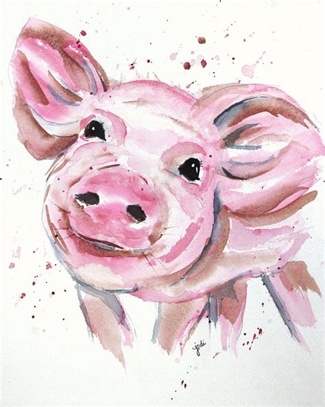 Mig Pig Watercolor Print Of Original Painting Watercolor Pig Etsy